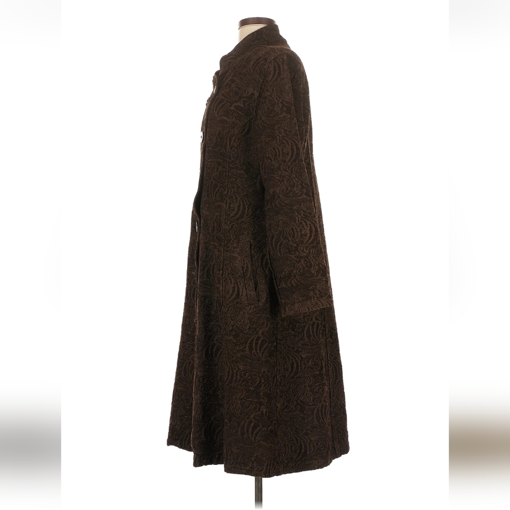 Vintage Dark Brown Textured Long Trench Coat - Picture 4 of 5